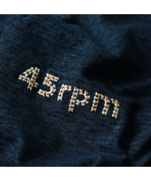 45R(フォーティファイブアール)の「45rpmロゴトリコ刺繍の四角Tシャツ(再び・インディゴ)(トップス・レディース・71-ダッシュインディゴ/73-R66/75-影色納戸・01-S/02-M/03-L/04-XL/05-XXL)」の15枚目の写真