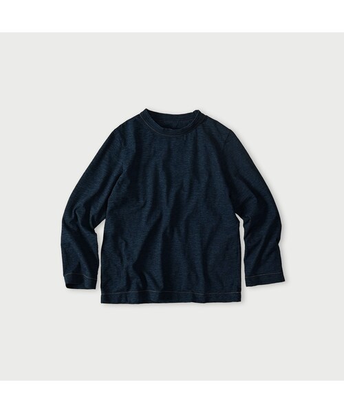 45R(フォーティファイブアール)の「45rpmロゴトリコ刺繍の四角Tシャツ(再び・インディゴ)(トップス・レディース・71-ダッシュインディゴ/73-R66/75-影色納戸・01-S/02-M/03-L/04-XL/05-XXL)」の2枚目の写真