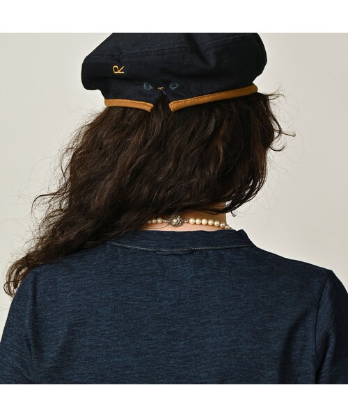 45R(フォーティファイブアール)の「45rpmロゴトリコ刺繍の四角Tシャツ(再び・インディゴ)(トップス・レディース・71-ダッシュインディゴ/73-R66/75-影色納戸・01-S/02-M/03-L/04-XL/05-XXL)」の10枚目の写真