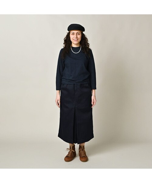 45R(フォーティファイブアール)の「45rpmロゴトリコ刺繍の四角Tシャツ(再び・インディゴ)(トップス・レディース・71-ダッシュインディゴ/73-R66/75-影色納戸・01-S/02-M/03-L/04-XL/05-XXL)」の5枚目の写真