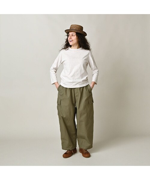 45R（フォーティファイブアール）の「45rpmロゴトリコ刺繍の四角Tシャツ（再び・トップ）（トップス・レディース・05-ボーンホワイト・01-S/02-M/03-L/04-XL/05-XXL）」の3枚目の写真