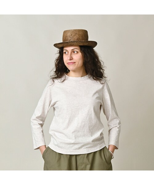 45R（フォーティファイブアール）の「45rpmロゴトリコ刺繍の四角Tシャツ（再び・トップ）（トップス・レディース・05-ボーンホワイト・01-S/02-M/03-L/04-XL/05-XXL）」の4枚目の写真