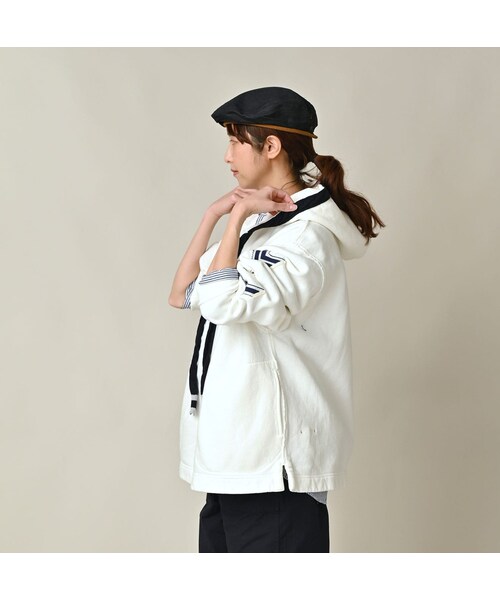 45R（フォーティファイブアール）の「葉山ものがたり 裏毛の908ブルーオーシャンケーブルフーディ（トップス・レディース・06-アンティークホワイト・02-S/04-L）」の6枚目の写真