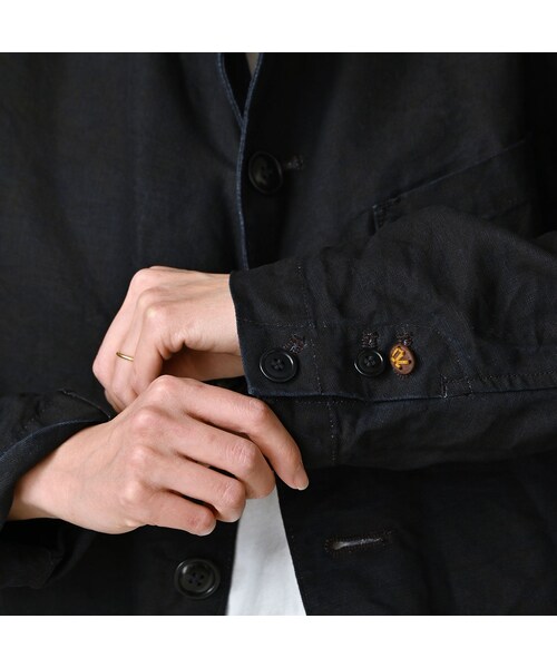 45R（フォーティファイブアール）の「リネンクロスの908ジャカーデ（インディゴ）（ジャケット/アウター・レディース・92-墨インディゴ・01-XS/02-S/03-M/04-L/05-XL）」の14枚目の写真