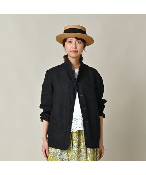 45R（フォーティファイブアール）の「リネンクロスの908ジャカーデ（インディゴ）（ジャケット/アウター・レディース・92-墨インディゴ・01-XS/02-S/03-M/04-L/05-XL）」の5枚目の写真