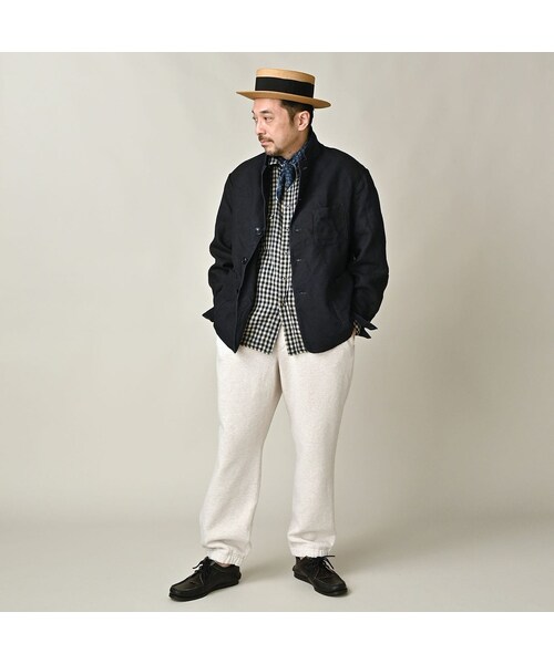 45R（フォーティファイブアール）の「リネンクロスの908ジャカーデ（インディゴ）（ジャケット/アウター・レディース・92-墨インディゴ・01-XS/02-S/03-M/04-L/05-XL）」の4枚目の写真