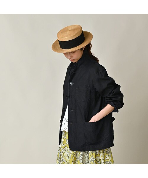 45R（フォーティファイブアール）の「リネンクロスの908ジャカーデ（インディゴ）（ジャケット/アウター・レディース・92-墨インディゴ・01-XS/02-S/03-M/04-L/05-XL）」の6枚目の写真