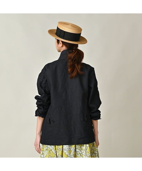 45R（フォーティファイブアール）の「リネンクロスの908ジャカーデ（インディゴ）（ジャケット/アウター・レディース・92-墨インディゴ・01-XS/02-S/03-M/04-L/05-XL）」の7枚目の写真