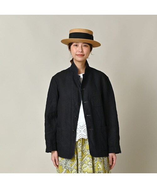 45R（フォーティファイブアール）の「リネンクロスの908ジャカーデ（インディゴ）（ジャケット/アウター・レディース・92-墨インディゴ・01-XS/02-S/03-M/04-L/05-XL）」の8枚目の写真