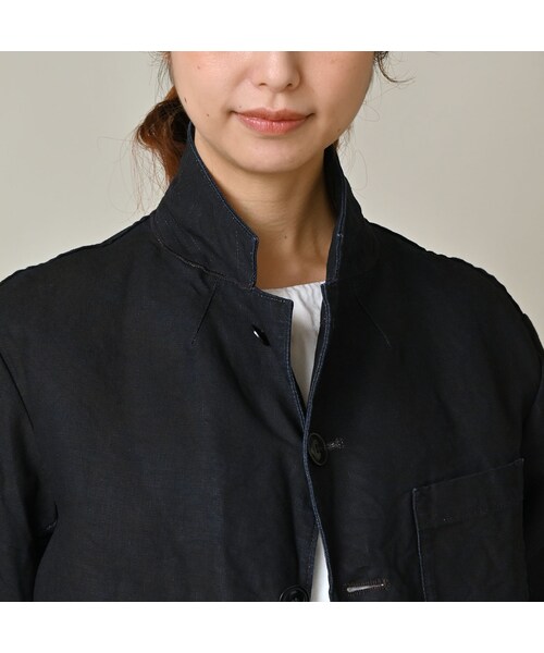 45R（フォーティファイブアール）の「リネンクロスの908ジャカーデ（インディゴ）（ジャケット/アウター・レディース・92-墨インディゴ・01-XS/02-S/03-M/04-L/05-XL）」の12枚目の写真