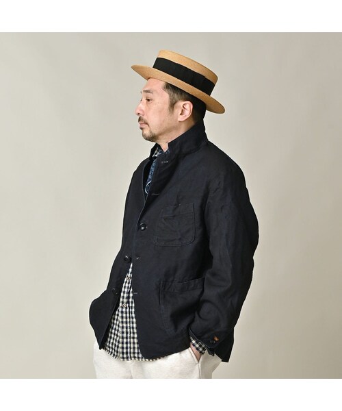 45R（フォーティファイブアール）の「リネンクロスの908ジャカーデ（インディゴ）（ジャケット/アウター・レディース・92-墨インディゴ・01-XS/02-S/03-M/04-L/05-XL）」の10枚目の写真