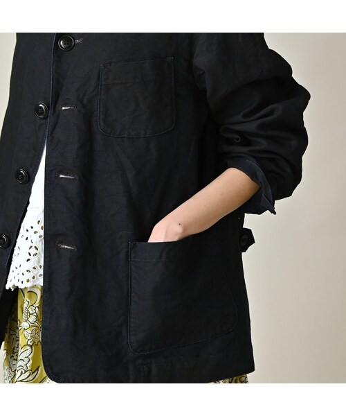 45R（フォーティファイブアール）の「リネンクロスの908ジャカーデ（インディゴ）（ジャケット/アウター・レディース・92-墨インディゴ・01-XS/02-S/03-M/04-L/05-XL）」の13枚目の写真