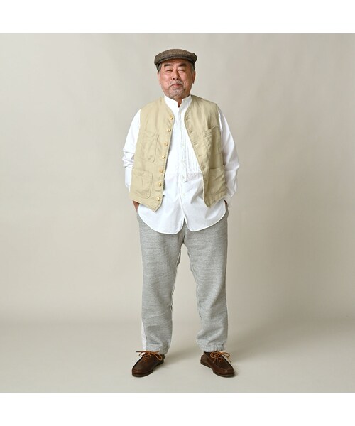 45R(フォーティファイブアール)の「リネンヘリンボンの908ベスト(ジャケット/アウター・レディース・12-ベージュ・01-XS/02-S/03-M/04-L)」の4枚目の写真