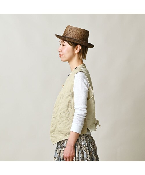 45R(フォーティファイブアール)の「リネンヘリンボンの908ベスト(ジャケット/アウター・レディース・12-ベージュ・01-XS/02-S/03-M/04-L)」の6枚目の写真