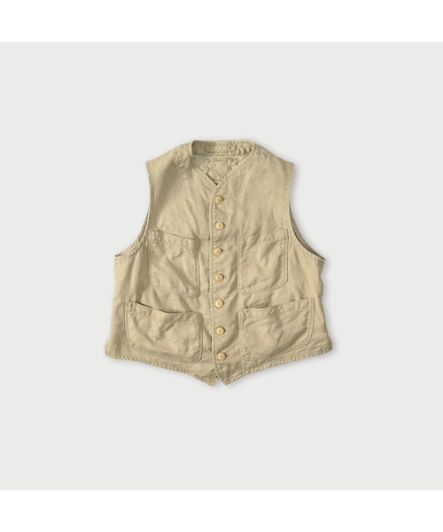 45R(フォーティファイブアール)の「リネンヘリンボンの908ベスト(ジャケット/アウター・レディース・12-ベージュ・01-XS/02-S/03-M/04-L)」の1枚目の写真