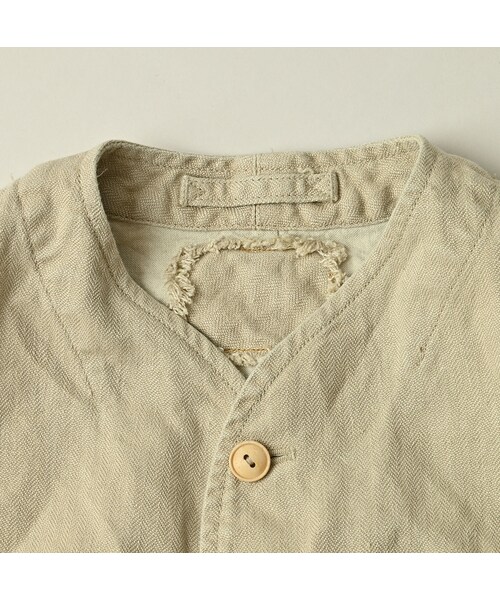 45R(フォーティファイブアール)の「リネンヘリンボンの908ベスト(ジャケット/アウター・レディース・12-ベージュ・01-XS/02-S/03-M/04-L)」の15枚目の写真