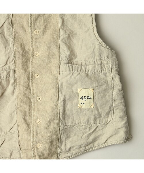 45R(フォーティファイブアール)の「リネンヘリンボンの908ベスト(ジャケット/アウター・レディース・12-ベージュ・01-XS/02-S/03-M/04-L)」の19枚目の写真