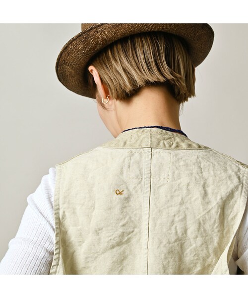 45R(フォーティファイブアール)の「リネンヘリンボンの908ベスト(ジャケット/アウター・レディース・12-ベージュ・01-XS/02-S/03-M/04-L)」の13枚目の写真