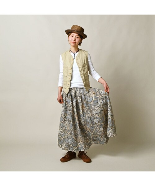 45R(フォーティファイブアール)の「リネンヘリンボンの908ベスト(ジャケット/アウター・レディース・12-ベージュ・01-XS/02-S/03-M/04-L)」の3枚目の写真