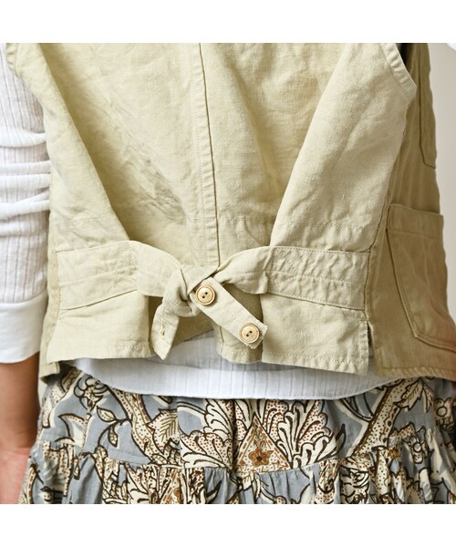 45R(フォーティファイブアール)の「リネンヘリンボンの908ベスト(ジャケット/アウター・レディース・12-ベージュ・01-XS/02-S/03-M/04-L)」の14枚目の写真