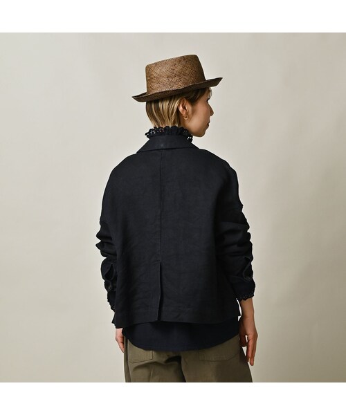 45R（フォーティファイブアール）の「リネンヘリンボンの908馬ジャケット（インディゴ）（ジャケット/アウター・レディース・73-インディゴ・02-S/04-L）」の7枚目の写真