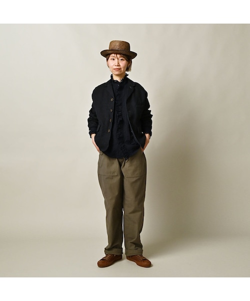 45R（フォーティファイブアール）の「リネンヘリンボンの908馬ジャケット（インディゴ）（ジャケット/アウター・レディース・73-インディゴ・02-S/04-L）」の3枚目の写真