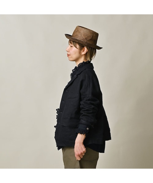 45R（フォーティファイブアール）の「リネンヘリンボンの908馬ジャケット（インディゴ）（ジャケット/アウター・レディース・73-インディゴ・02-S/04-L）」の6枚目の写真