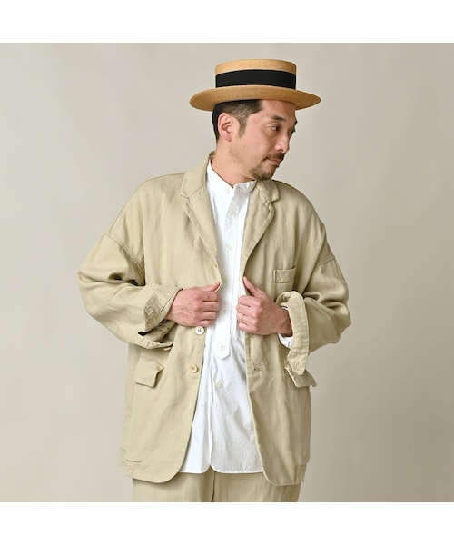 45R（フォーティファイブアール）の「リネンヘリンボンの908馬ジャケット（ジャケット/アウター・レディース・12-ベージュ・02-S/04-L）」の9枚目の写真