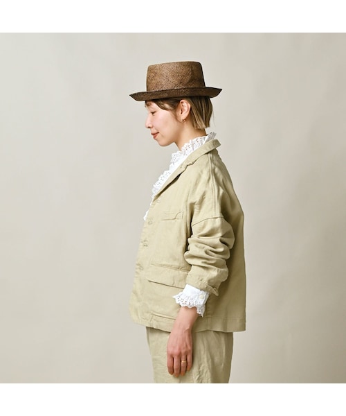 45R（フォーティファイブアール）の「リネンヘリンボンの908馬ジャケット（ジャケット/アウター・レディース・12-ベージュ・02-S/04-L）」の6枚目の写真