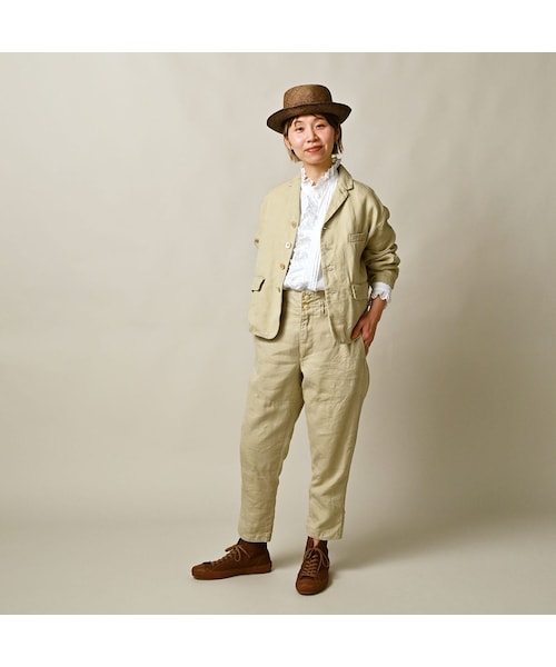 45R（フォーティファイブアール）の「リネンヘリンボンの908馬ジャケット（ジャケット/アウター・レディース・12-ベージュ・02-S/04-L）」の3枚目の写真