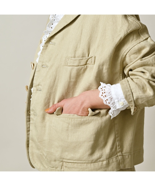 45R（フォーティファイブアール）の「リネンヘリンボンの908馬ジャケット（ジャケット/アウター・レディース・12-ベージュ・02-S/04-L）」の14枚目の写真