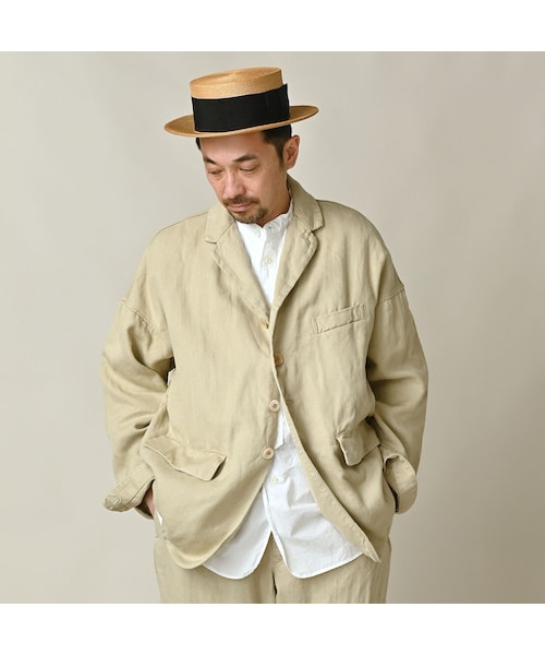 45R（フォーティファイブアール）の「リネンヘリンボンの908馬ジャケット（ジャケット/アウター・レディース・12-ベージュ・02-S/04-L）」の12枚目の写真