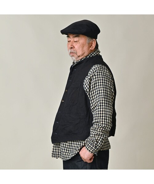 45R(フォーティファイブアール)の「リネンヘリンボンの908ベスト(インディゴ)(ジャケット/アウター・レディース・73-インディゴ・01-XS/02-S/03-M/04-L)」の9枚目の写真