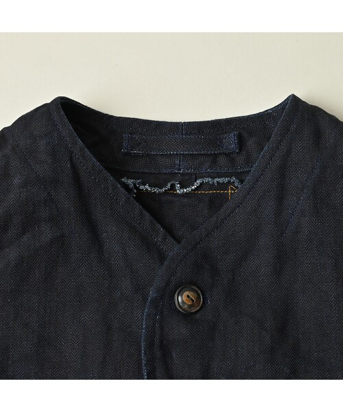 45R(フォーティファイブアール)の「リネンヘリンボンの908ベスト(インディゴ)(ジャケット/アウター・レディース・73-インディゴ・01-XS/02-S/03-M/04-L)」の15枚目の写真