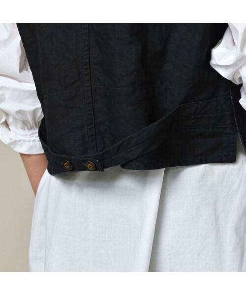 45R(フォーティファイブアール)の「リネンヘリンボンの908ベスト(インディゴ)(ジャケット/アウター・レディース・73-インディゴ・01-XS/02-S/03-M/04-L)」の14枚目の写真