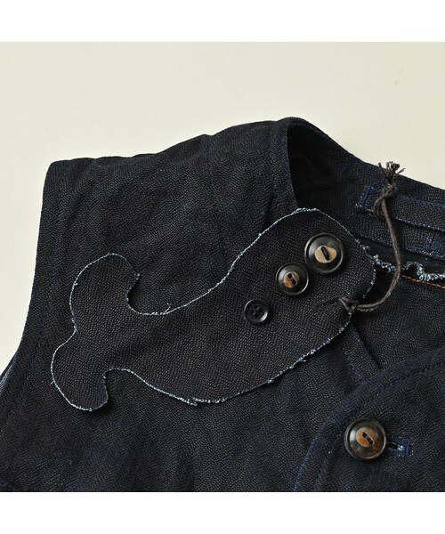 45R(フォーティファイブアール)の「リネンヘリンボンの908ベスト(インディゴ)(ジャケット/アウター・レディース・73-インディゴ・01-XS/02-S/03-M/04-L)」の20枚目の写真