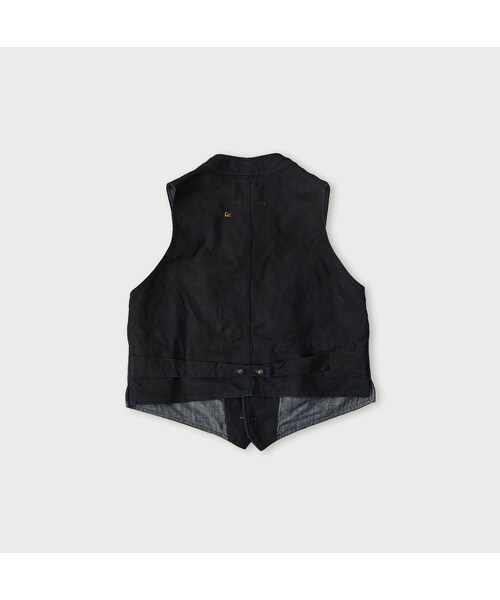 45R(フォーティファイブアール)の「リネンヘリンボンの908ベスト(インディゴ)(ジャケット/アウター・レディース・73-インディゴ・01-XS/02-S/03-M/04-L)」の2枚目の写真