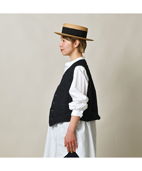 45R(フォーティファイブアール)の「リネンヘリンボンの908ベスト(インディゴ)(ジャケット/アウター・レディース・73-インディゴ・01-XS/02-S/03-M/04-L)」の6枚目の写真