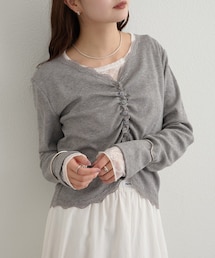 mystic | ギャザーレースリブカーディガン(Tシャツ/カットソー)