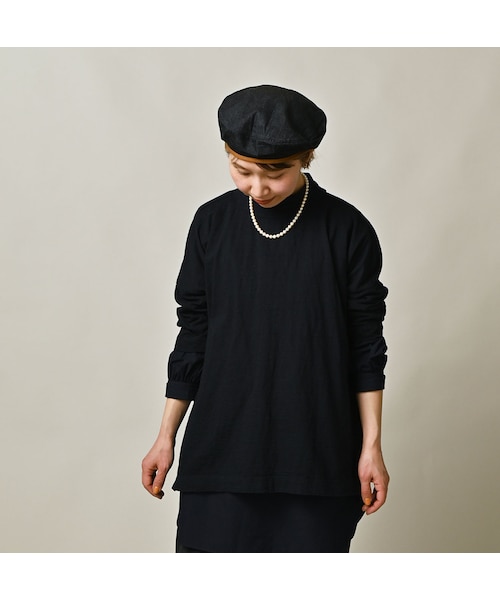 45R（フォーティファイブアール）の「天竺のビッグスリットTシャツ（インディゴ）（トップス・レディース・75-影色納戸・00-フリー）」の4枚目の写真