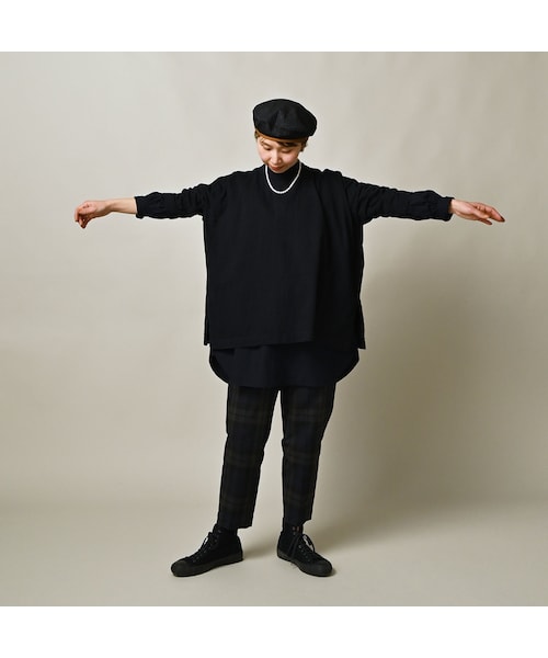 45R（フォーティファイブアール）の「天竺のビッグスリットTシャツ（インディゴ）（トップス・レディース・75-影色納戸・00-フリー）」の3枚目の写真