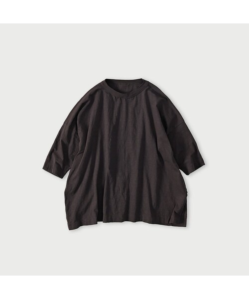 45R（フォーティファイブアール）の「天竺のビッグスリットTシャツ（トップス・レディース・02-シロ/63-グリーン/91-スミクロ・00-フリー）」の3枚目の写真