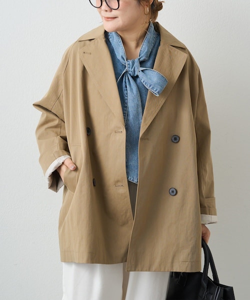 PUAL CE CIN(ピュアルセシン)の「リラックスミドル丈トレンチコート(トレンチコート・レディース・キャメル/ベージュ・FREE)」の1枚目の写真