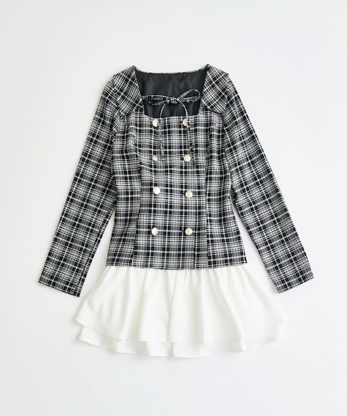 OLIVE des OLIVE（オリーブデオリーブ）の「異素材ドッキングワンピ（ワンピース・レディース・ベージュ/チャコールグレー/ネイビー・FREE）」の3枚目の写真