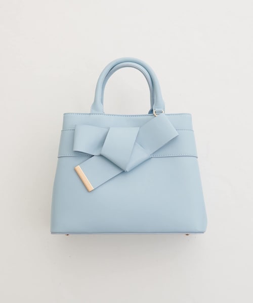 natural couture（ナチュラルクチュール）の「合皮リボンアイコンバッグ（ハンドバッグ・レディース・アイボリー/モカ/サックスブルー/レッド/ブラック・FREE）」の4枚目の写真