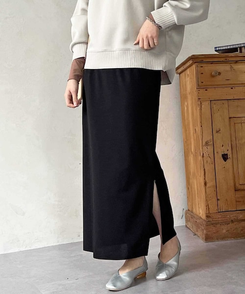 un dix cors（アンディコール）の「ジョーゼットタイトスカート（スカート・レディース・ライトグレー/ブラック/オリーブ・F）」の2枚目の写真