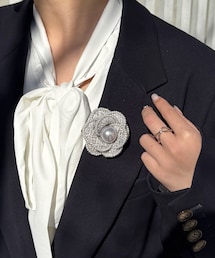 【オケージョン】ツイードフラワーコサージュ