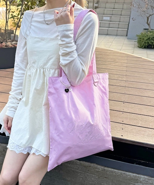 Lattice（Lattice）の「キラキラストーントートバッグ（バッグ・レディース・ネイビー/ブルー/グリーン/ピンク・FREE）」の4枚目の写真