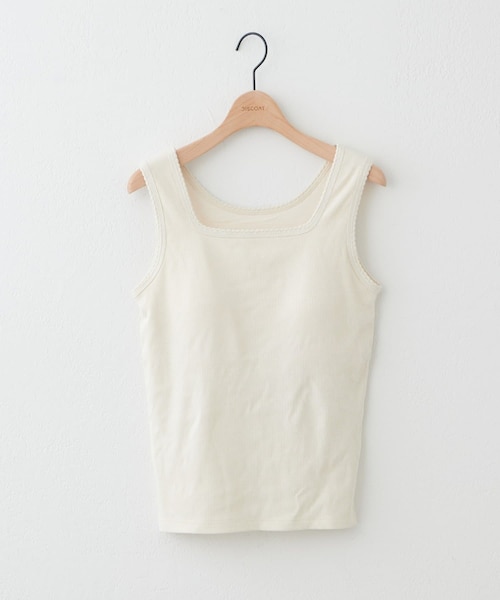 DISCOAT（ディスコート）の「【WEB限定】ラメリブスクエアタンクトップ（タンクトップ・レディース・グレー/アイボリー/ブラック/ブルー・M）」の2枚目の写真