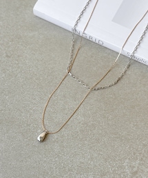 2連チェーンパーツショートネックレス